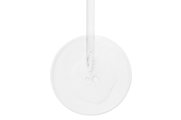 Petri dish with pipette and liquid sample on blank background