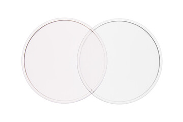 Medical round glass type Petri dish on blank background