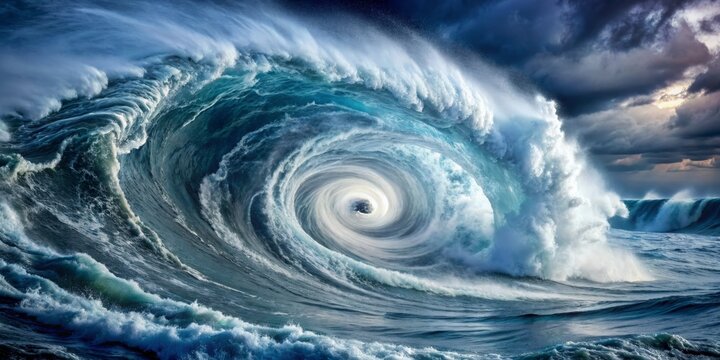 Stormy hurricane churning in the ocean, hurricane, ocean, storm, water