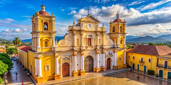Stunning aerial view of Comayagua Cathedral in historic downtown Honduras