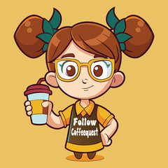 Coffeequest Vector illustration in cartoon style