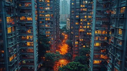 Obraz premium Realistic photo of a family living in a high-density urban area, highlighting the impact of overpopulation on quality of life and public health. , Minimalism,