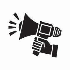 Megaphone silhouette vector on white background