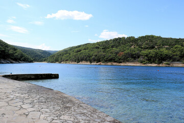 Blue sea in a lovely bay of Povlja, island Brac, Croatia