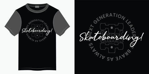 skate or skateboarding t-shirt and apparel design, skateboarding vector t-shirt design for print, skate and skateboarding t-shirt illustration design.