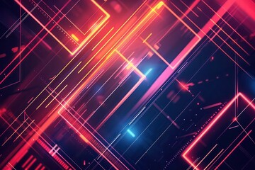 Neon abstract pattern with glowing lines and geometric shapes, creating a vibrant and energetic feel.