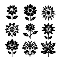 Creative Set of a vector flower outline design