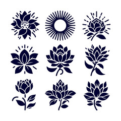 Creative Set of a vector flower outline design