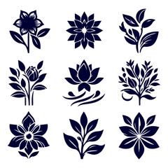 Creative Set of a vector flower outline design