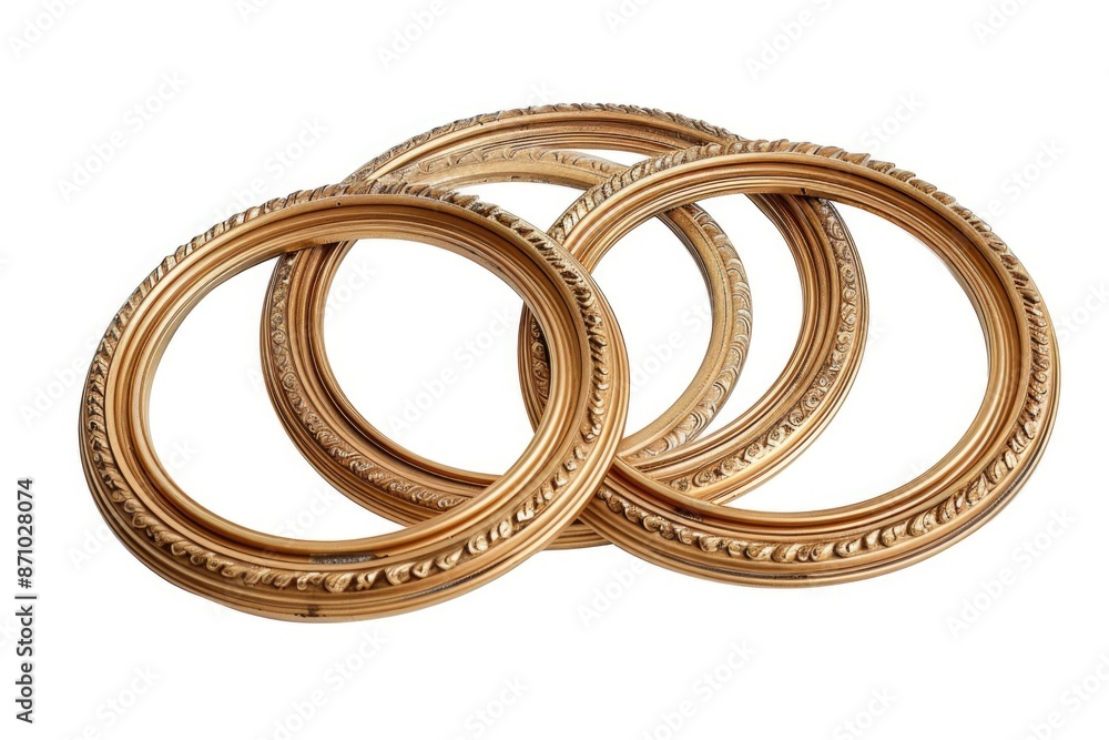 Poster a simple and elegant image featuring three gold colored rings placed on a clean white background