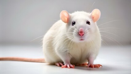 White Rodent on Plain Background
