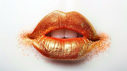 Obraz premium A detailed shot of a lip with sparkly glitter applied, perfect for beauty and cosmetics themes