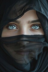 Naklejka premium A close-up shot of a person wearing a veil, perfect for use in portraits or scenes where anonymity is important