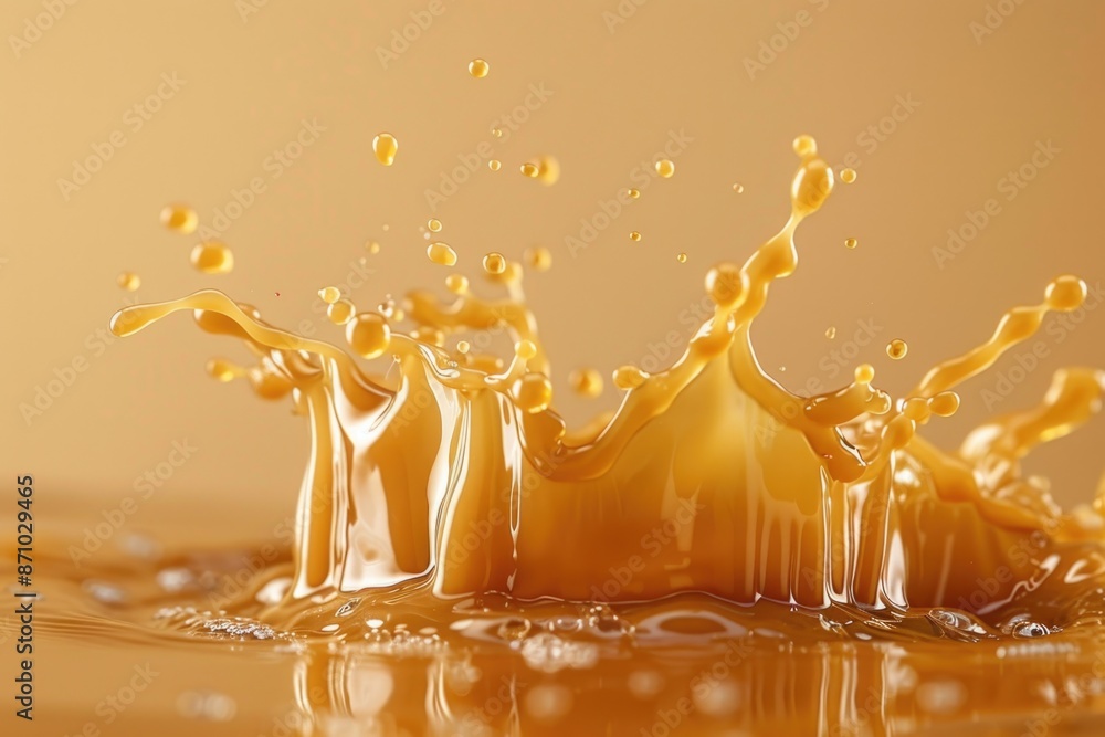 Fototapete a photo of a wooden table with a small amount of liquid splashed on the surface, suitable for use in