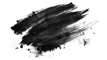 A single black brush stroke on a white background