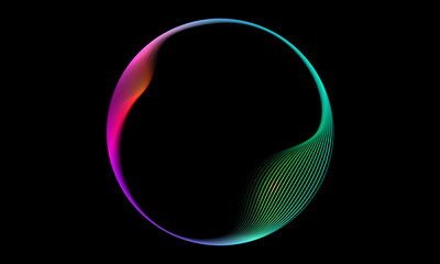 Abstract circle lines wavy  gradient isolated on dark blue Vector background, for AI, tech, science, music Futuristic, Digital , Communications.