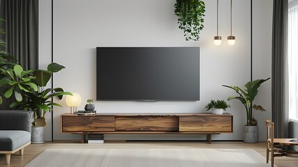 TV on the wall in modern living room