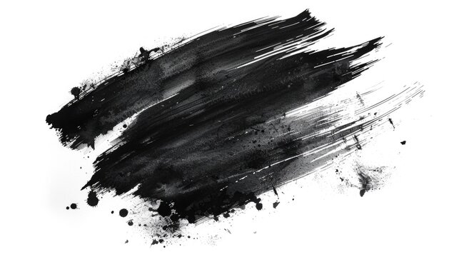 A single black brush stroke on a white background