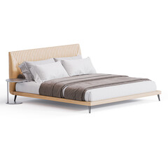 Modern Elegance: Bed for Stylish Living Spaces transparent png white background bedroom furniture architectural visualization interior shadow Amadeus 3d render