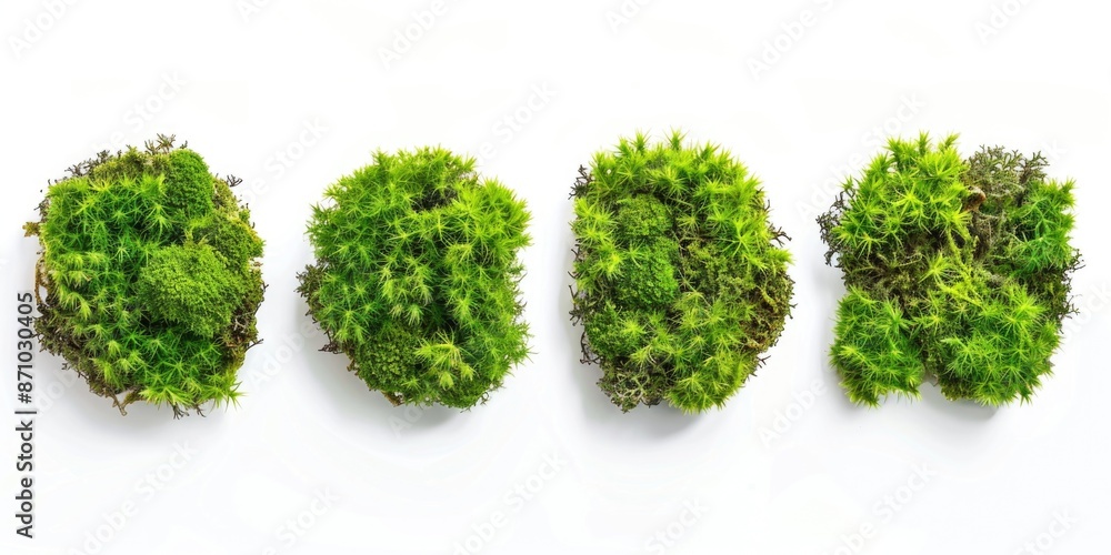 Poster a close-up shot of a row of moss growing on a white surface, perfect for use in designs where you ne