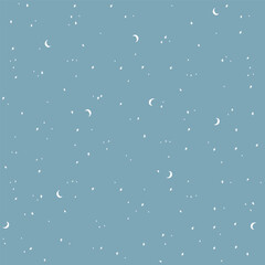 Starry Night and Moons Seamless Pattern Design