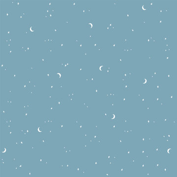 Starry Night and Moons Seamless Pattern Design