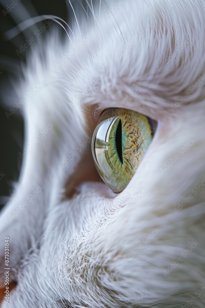 Sticker A close-up shot of a white cat's eye, great for pet-related or nature-inspired designs