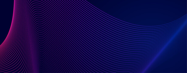 Abstract blue background with colorful lines. Technology background with glowing lines. Modern geometric futuristic concept. Horizontal background © Indriyan Saputra