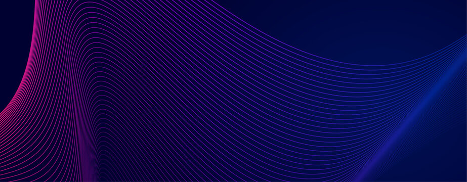 Abstract blue background with colorful lines. Technology background with glowing lines. Modern geometric futuristic concept. Horizontal background