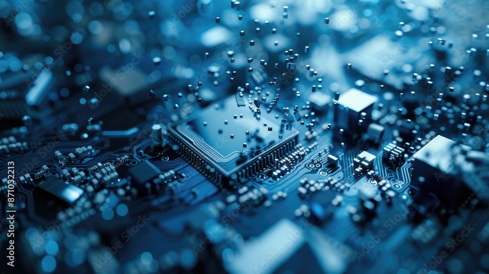 Leinwandbilder a close-up view of a computer's motherboard with various components visible