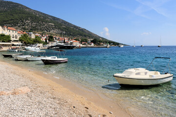 coastline with boats in Bol, island Brac, Croatia