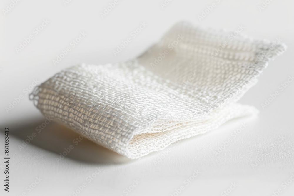 Poster a close-up view of a towel lying on a white surface
