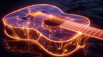 Light Strings Guitar Producing Visible Music Waves