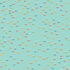 Fish in a Simple Colorful Seamless Pattern Design