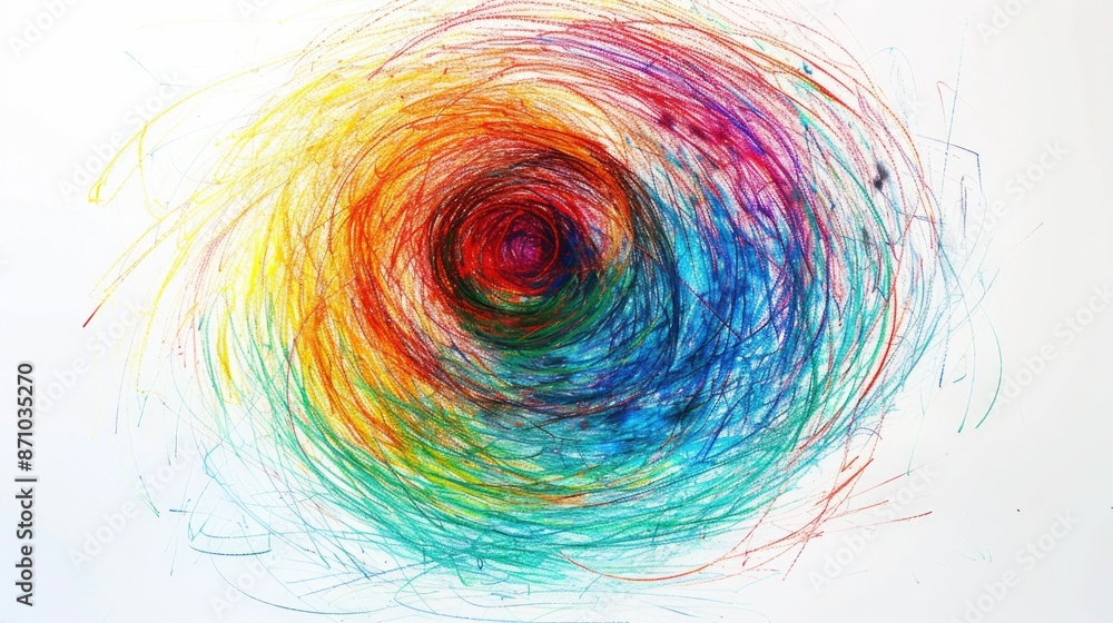 Poster A vibrant and creative illustration of a spiral shape on a clean white background, ideal for use in design and art projects