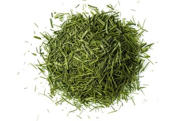 A stack of lush green grass on a clean white background