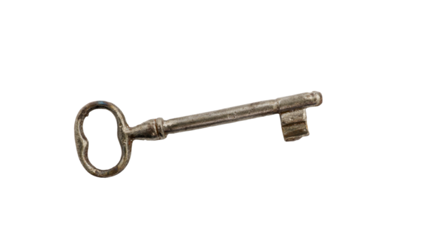 Old key isolated on white background