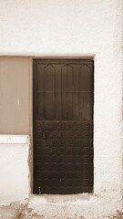 Sepia Toned Vintage Door Street Level View