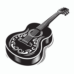 Obraz premium Acoustic guitar silhouette vector