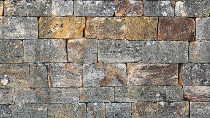 Aged Stone Masonry Wall Close-Up Multicolored