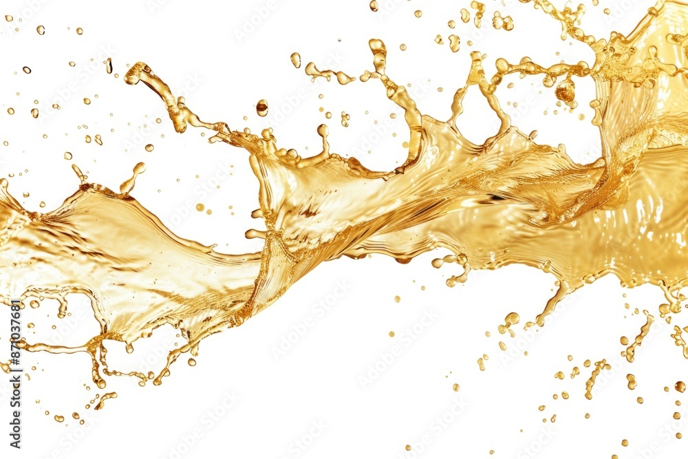 Poster A small amount of liquid splashes onto a clean white surface, creating a subtle droplet pattern