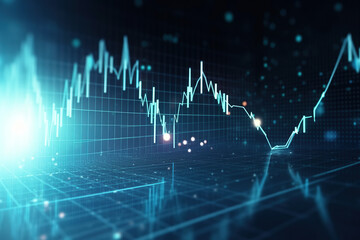 generated illustration of Financial chart with up trend line graph. Wealth management with risk diversification