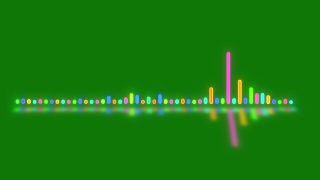 Colorful Digital Audio Spectrum Animation Use Music Video Or Music Audio Project, Music Equalizer Animated On Green Screen Background. Digital  Sound Visualizer Animated On Green Screen. 