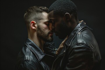 Obraz premium Two males standing side by side, likely friends or colleagues