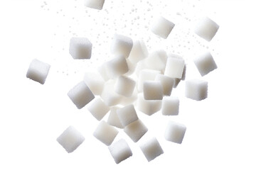 Soda pop style white sugar cubes isolated on the white background, generative ai