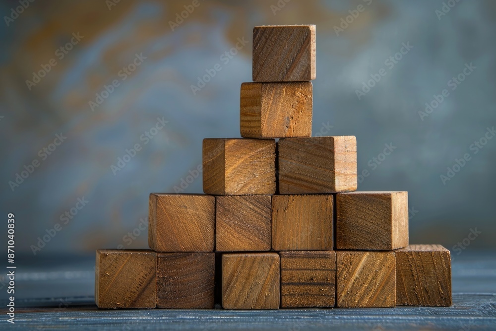 Sticker A stack of wooden blocks sits on a table, ready for use in various creative projects