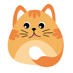 Cute red stripped cat isolated on white background. Vector illustration for children.