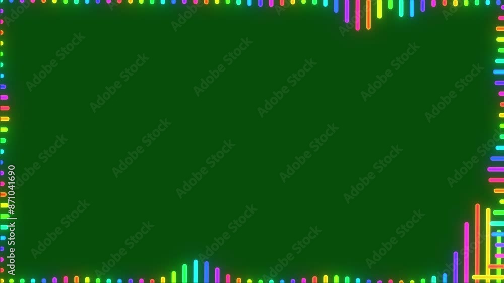 Poster music equalizer on square frame animation on green screen background. abstract animation of music fr