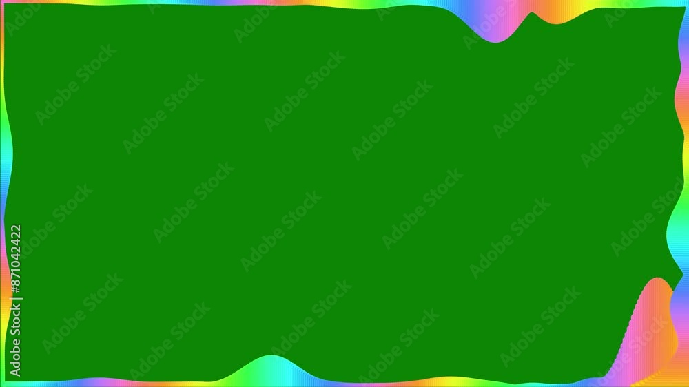 Poster digital rainbow color equalizer frame spectrum. music square spectrum audio wave animation on green 