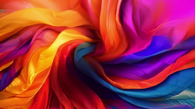 A of pashmina scarves in jewel tones swirling and twirling as they ride the currents of the sky.